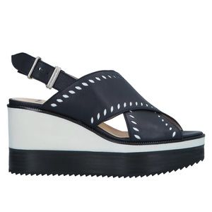 Black and White Platform Slingback Sandal - Women's